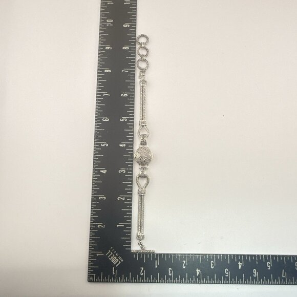 Sarda Sterling Silver Bracelet Granular Foxtail Wheat Pebbled Bali Toggle 925 - Picture 5 of 15